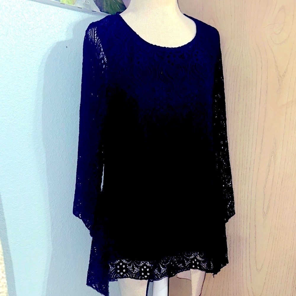 Elegant navy blue Lace Women's Top
